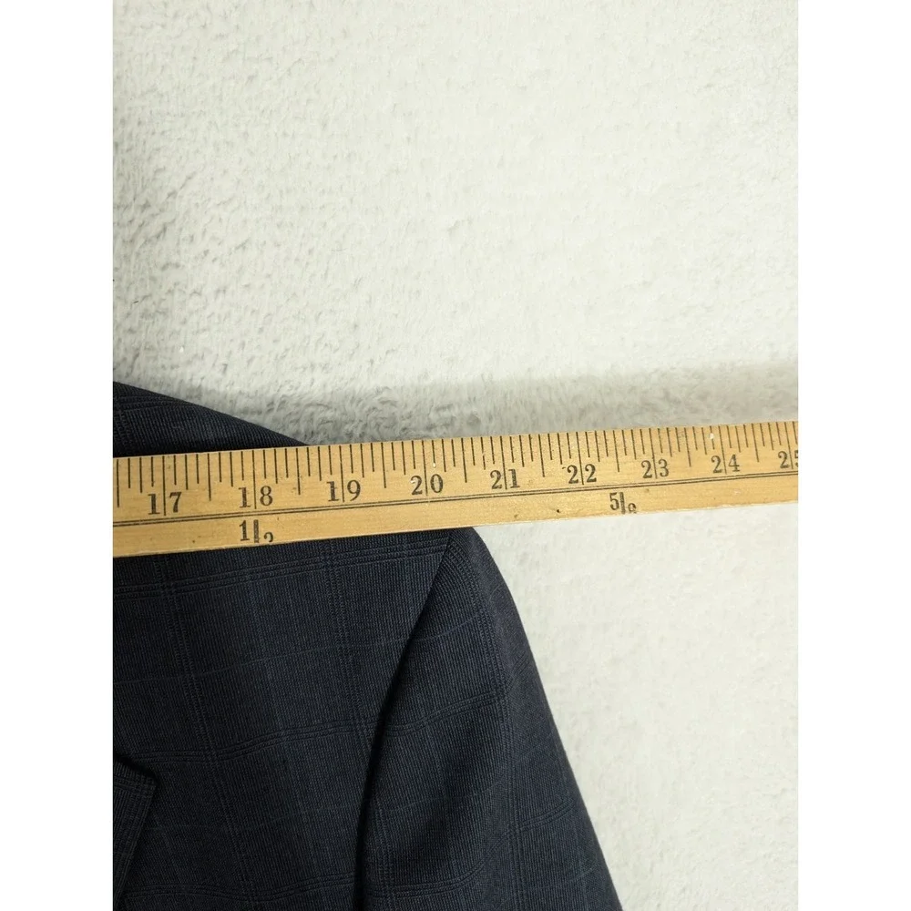 Jos A Bank 48EXL 38x34 Blue 100% Wool USA Made Mens‎ Full Suit Subtle Plaid